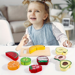 Colorful Wooden Food Cutting Toy Set for Kids