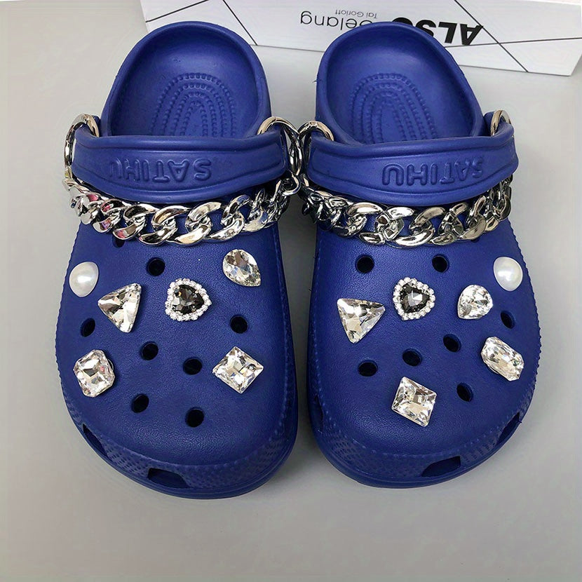 Rhinestone & Chain Shoe Charms for DIY Clogs - Shoe Accessories