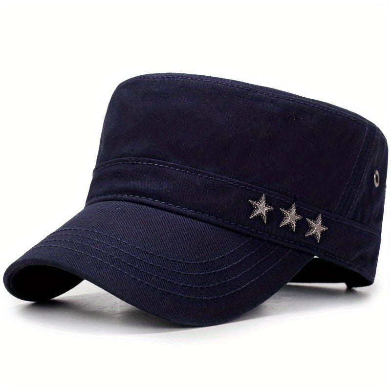 Men's Spring Flat Hat with Five-pointed Star Design
