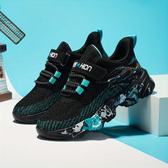 Boy's Woven Knit Breathable Sneakers Non Slip Soft Sole Shoes