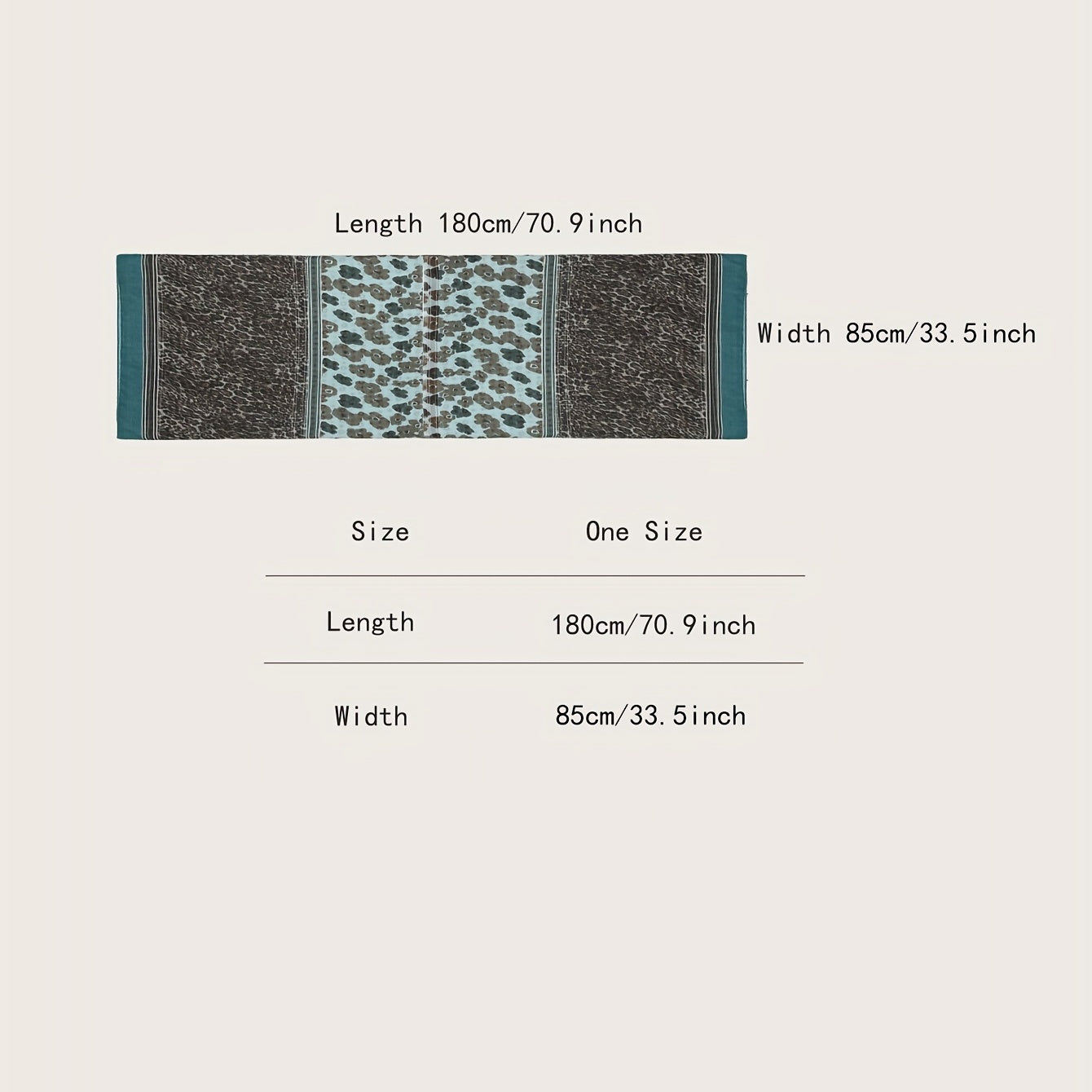 Green Leopard Print Gray Scarf Classic Block Casual Shawl Boho
