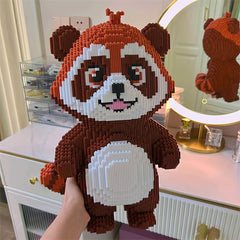 Panda Building Toys Brown Panda Cartoon Toys Plastic Blocks Large Mode