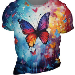 Butterfly 3D Print Men's Graphic T shirt Causal Tees Short Sleeve Tops