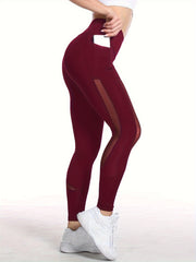 Mesh Contrast Yoga Leggings with Pocket