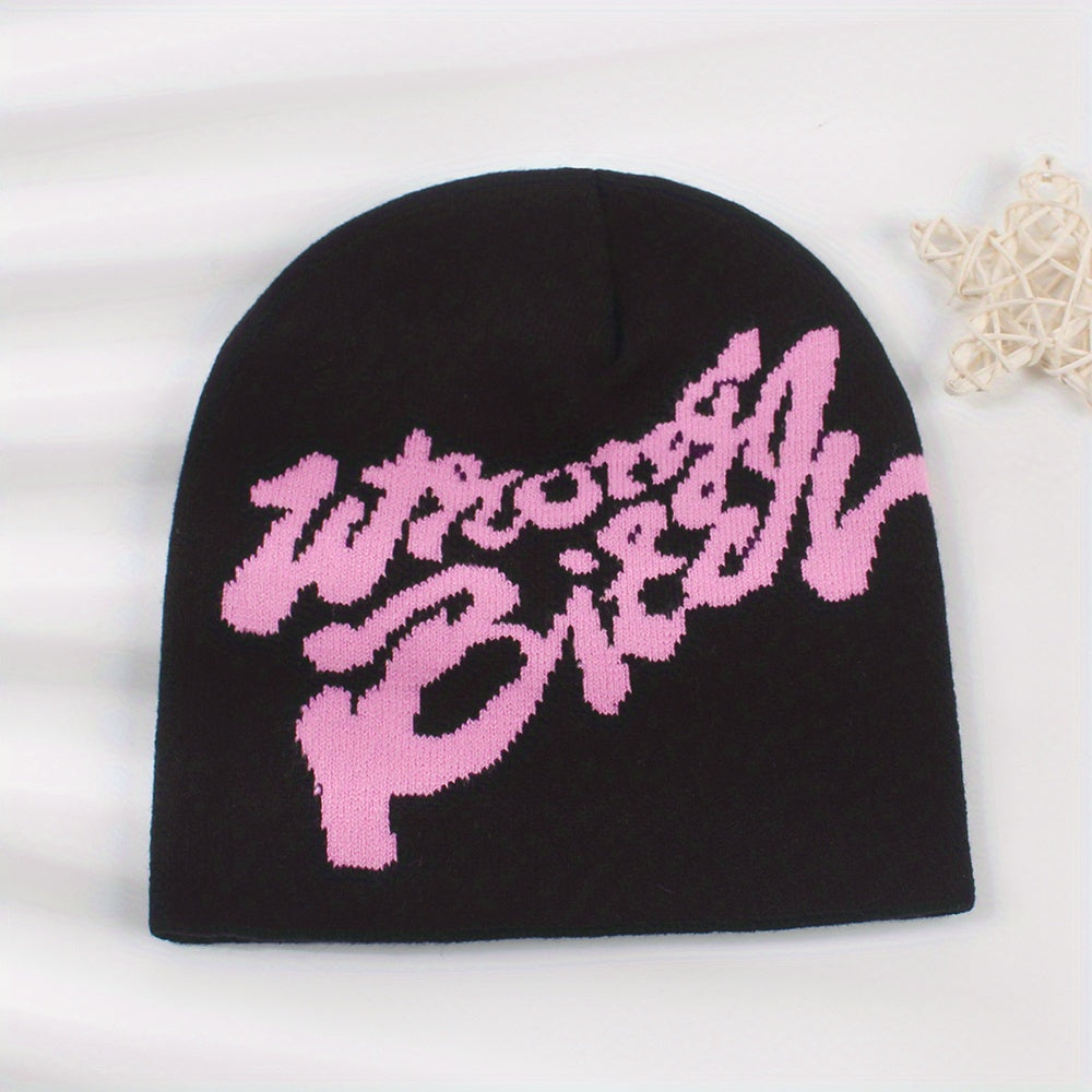 Hip Hop Unisex Beanie Classic Letter Jacquard Elastic Skull Cap Y2K Knit Hats