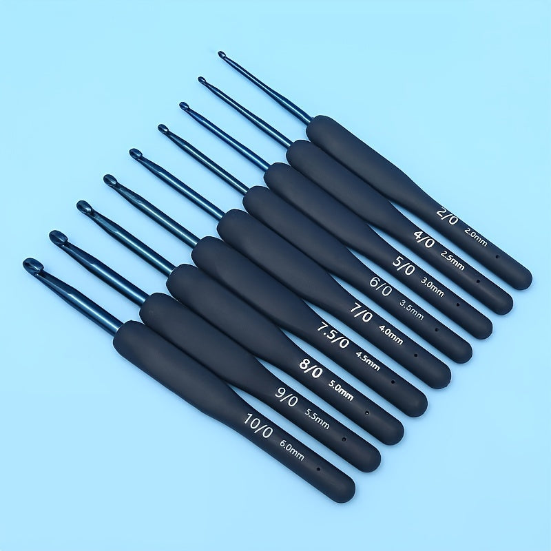 5pcs Stainless Steel Crochet Tool Set Soft Handle Hooks Ergonomic Grip