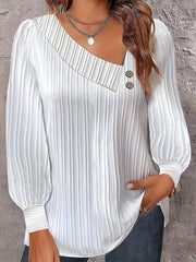 Casual Blouse Women's Plus Solid Button Decor Long Sleeve