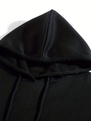 Letter Print Kangaroo Pocket Hoodie Long Sleeve Drawstring Hoodies Sweatshirt