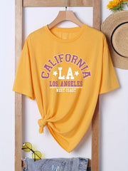 Letter Print Sports Tee Short Sleeve Crew Neck Summer T shirts Women's Tops