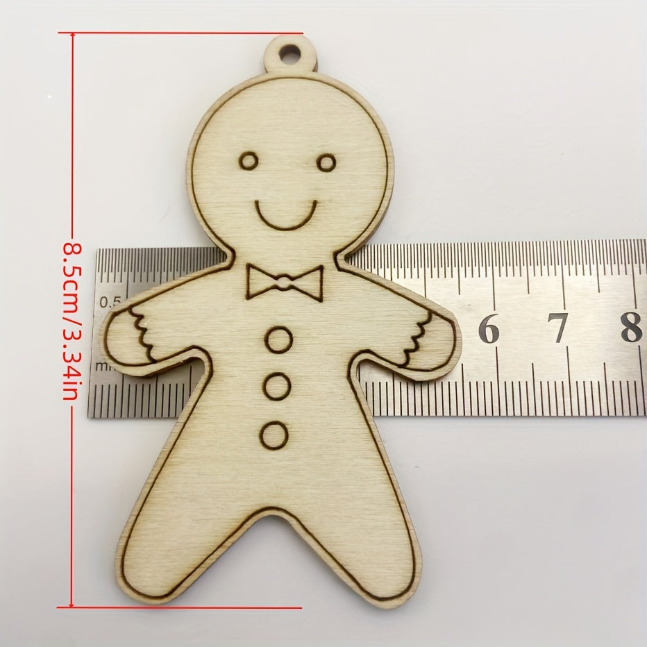 10pcs Wooden Christmas Decorations Boy DIY Natural Wood Chips