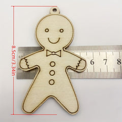 10pcs Wooden Christmas Decorations Boy DIY Natural Wood Chips