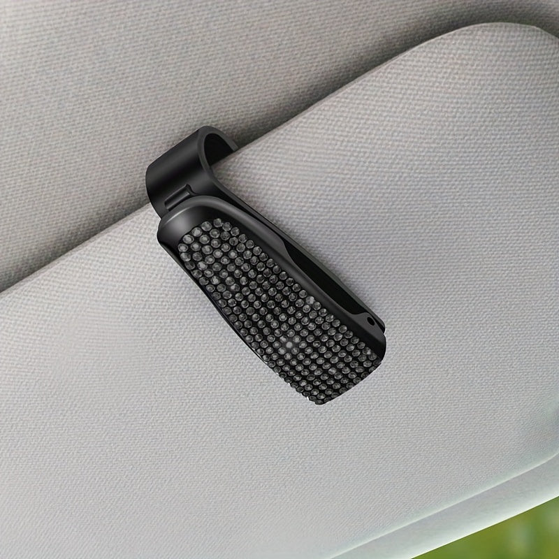 Car Sunshade Clip Rhinestone Decor Visor Glasses Holder