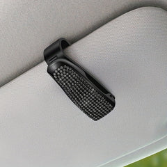 Car Sunshade Clip Rhinestone Decor Visor Glasses Holder