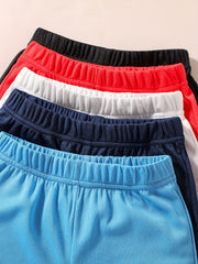 5pcs Boys Stripe Print Quick Dry Shorts for Summer Outdoor