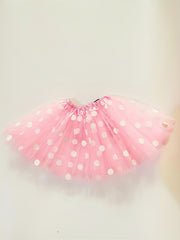 2 Pcs Girls Polka Dot Short Skirt with Headband Kids Princess Costume