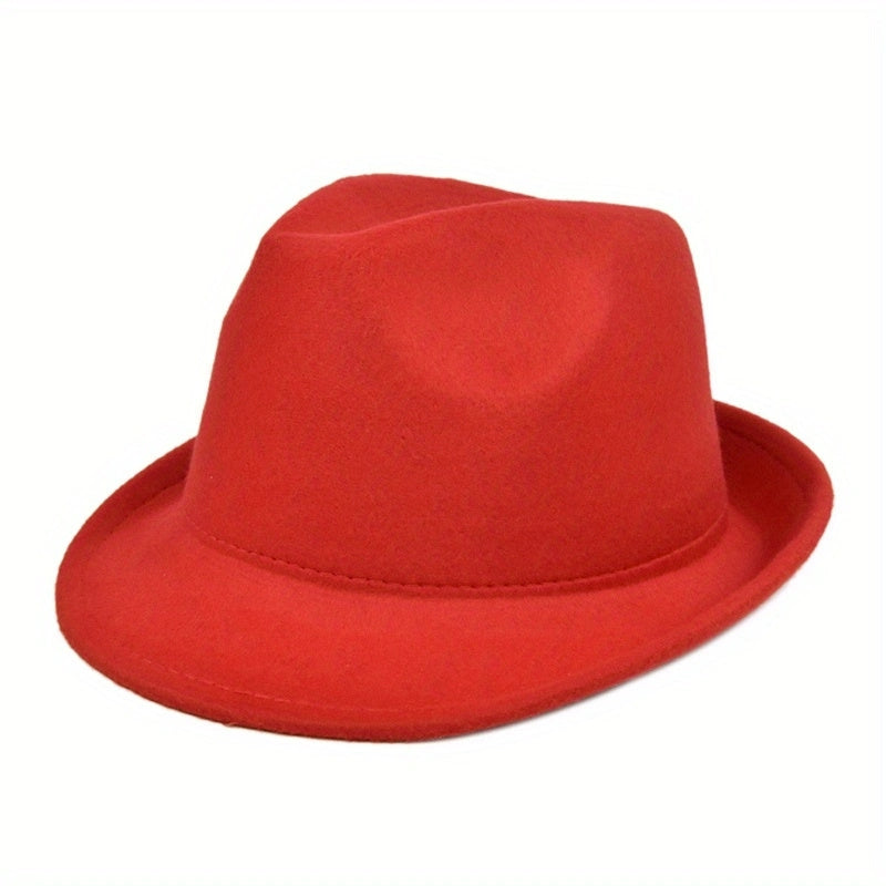 Classic Fedora Cap Rolled Brim Unisex Jazz Hat Casual Felt Hat