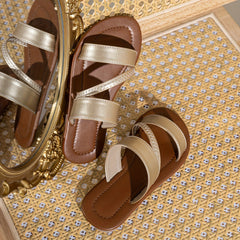 Solid Open Toe Flat Shoes For Girls Breathable Lightweight Slipper