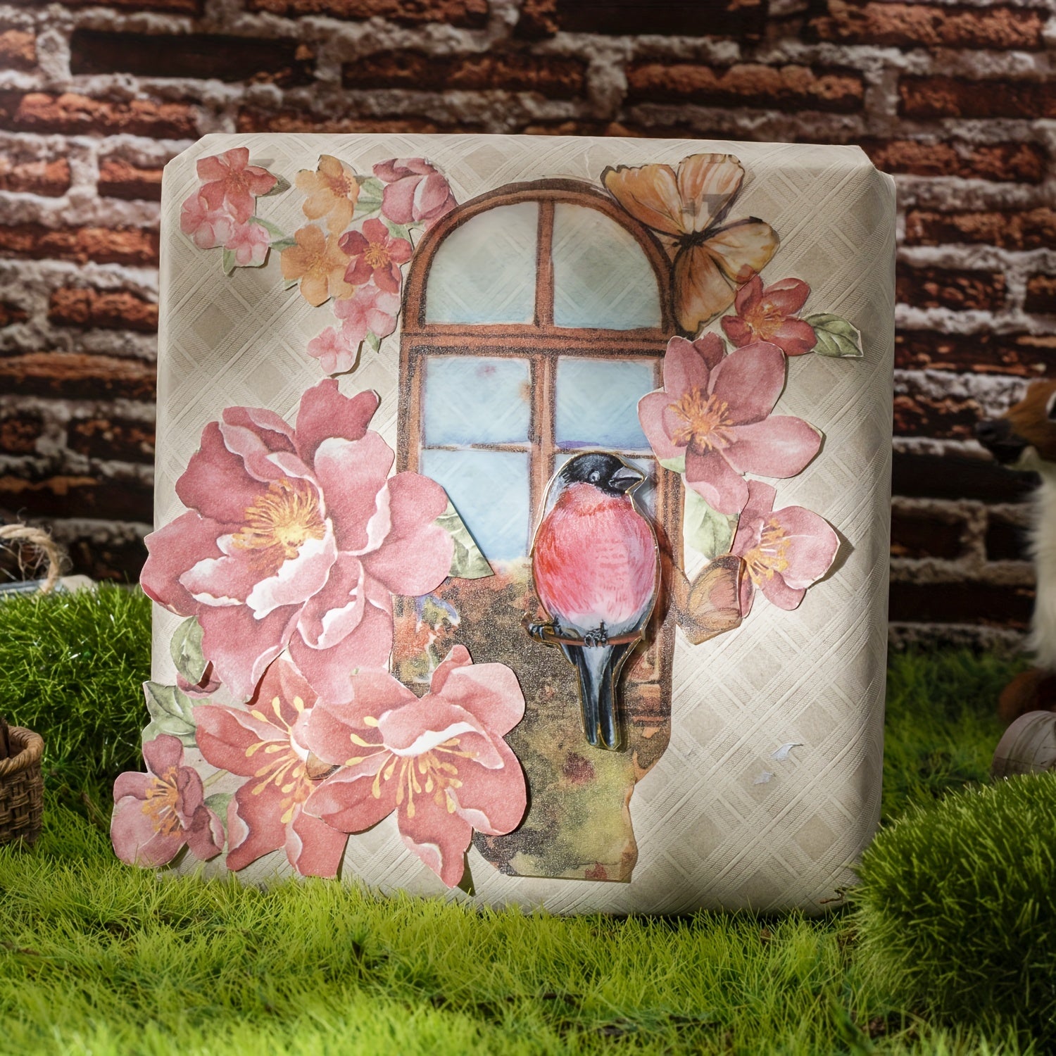 20pcs Retro Floral Window Deco Material