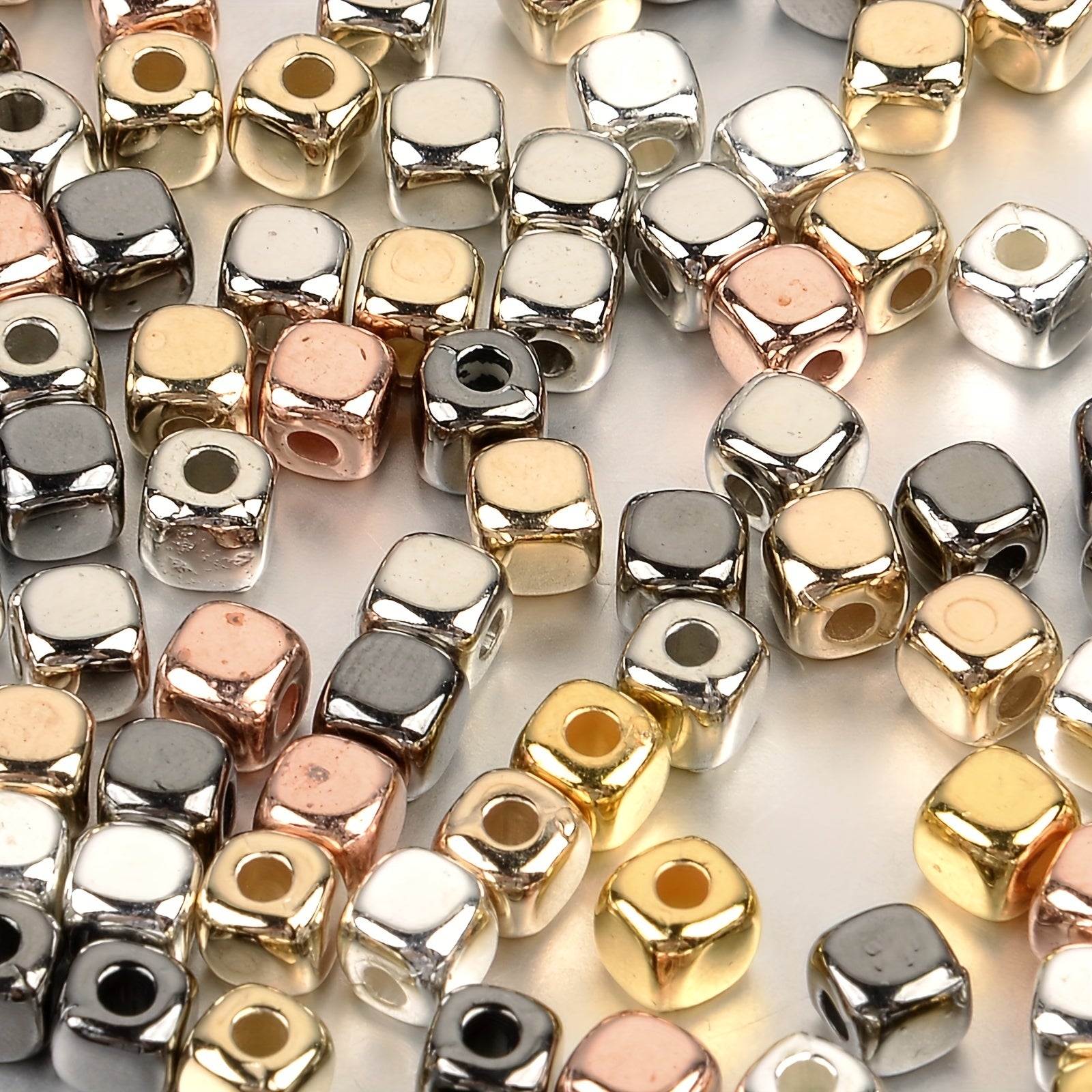 100pcs 3 4mm CCB Square Loose Spacer Beads Rose Golden Seed Beads