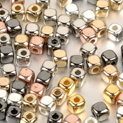 100pcs 3 4mm CCB Square Loose Spacer Beads Rose Golden Seed Beads