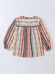Colorblock Stripe Print Long Sleeve Shirt Top
