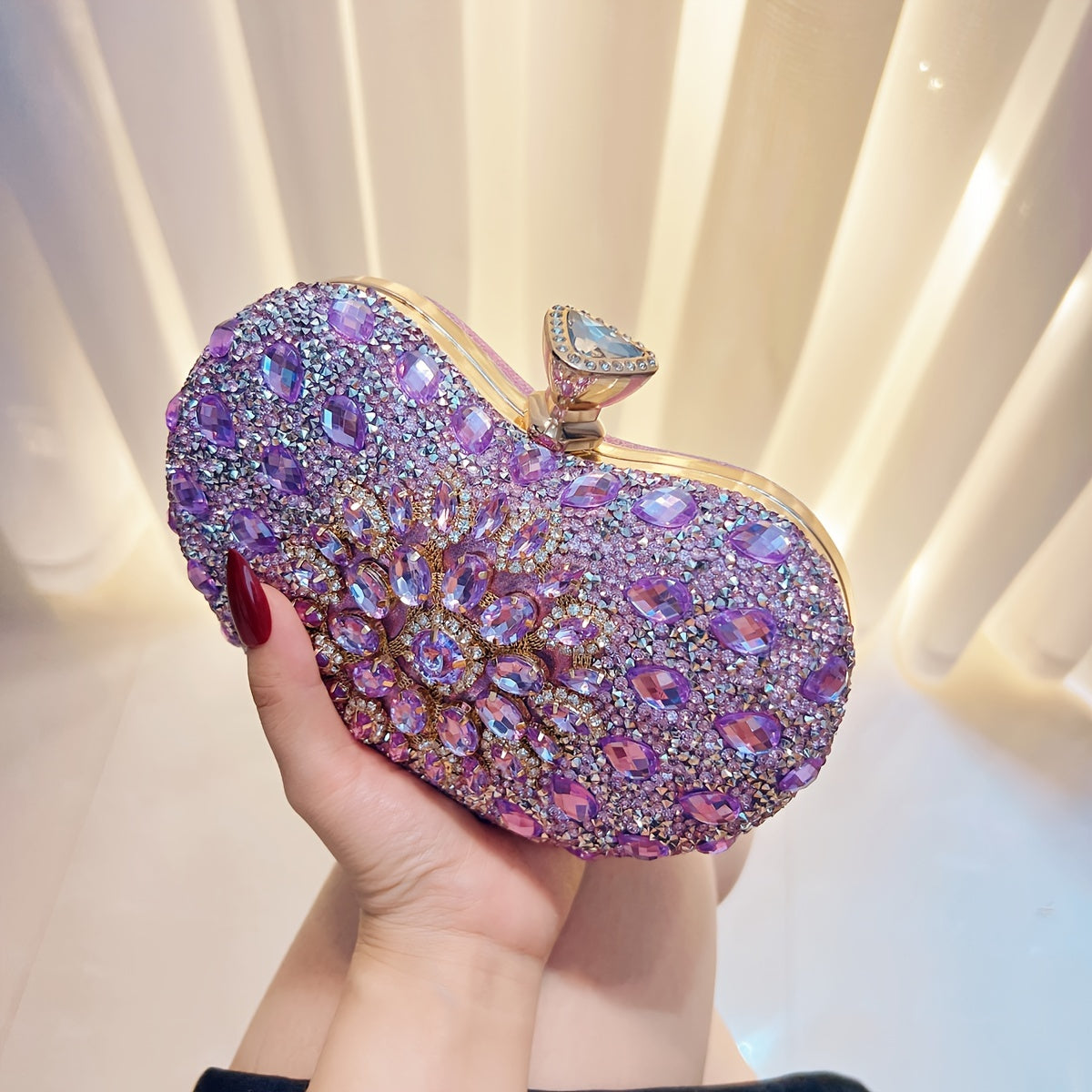 Square Rhinestone Purse Chain Shoulder Bag for Wedding