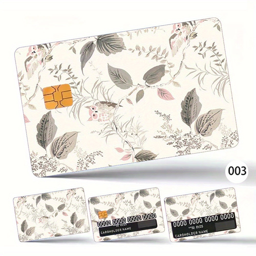 4pcs Credit Card Stickers Anti-Scratch Flower Leaf Card Protector