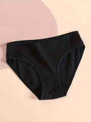 5pcs Ribbed Soft Briefs Stretchy Intimates Panties Women's Lingerie