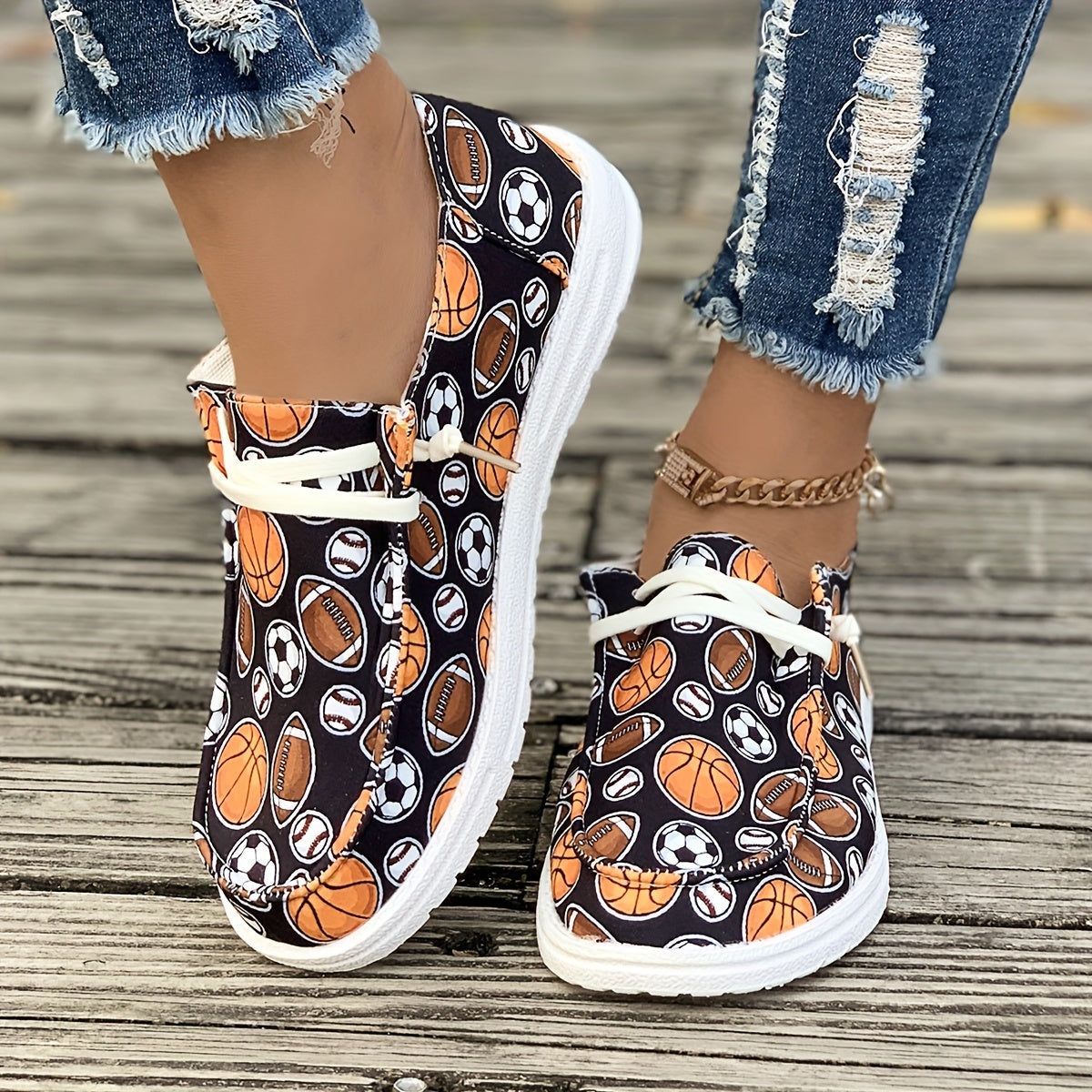 Women's Skate Shoes with Basketball Football Rugby Patterns