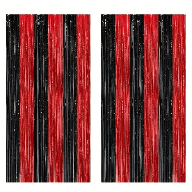 Red Fringe Curtain 243x84x97 cm Backdrop Party Decor