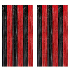 Red Fringe Curtain 243x84x97 cm Backdrop Party Decor