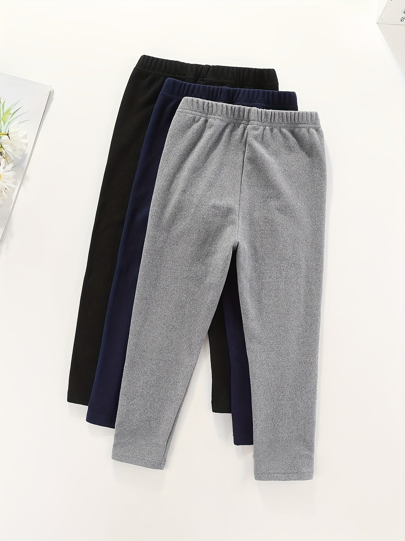 3pcs Girls Slim Fit Basic Leggings Pants Elastic Waist Tights Pants Kids Clothes