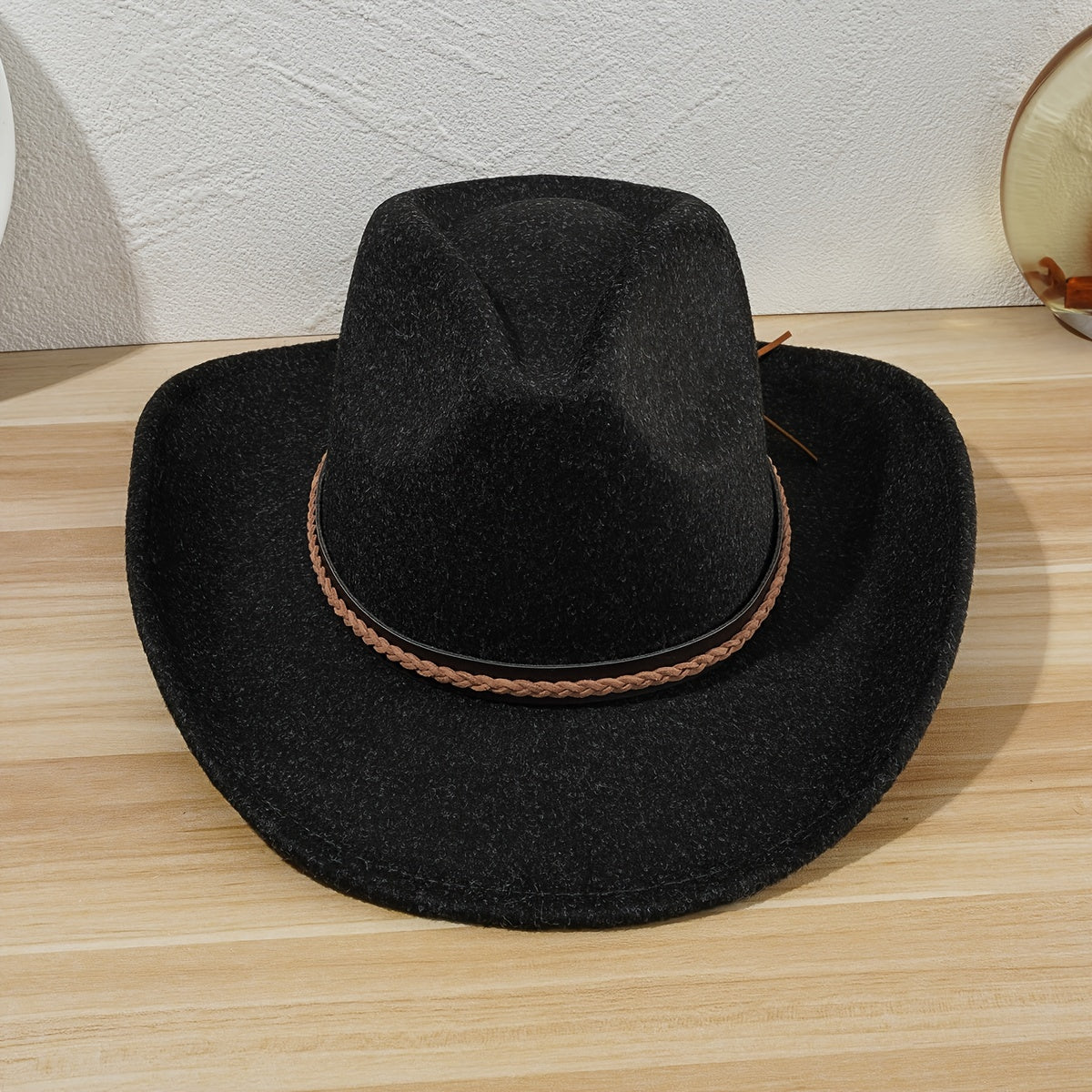 Wide Brim Hat Autumn Winter Retro Jazz Cowboy Wool Felt Hat