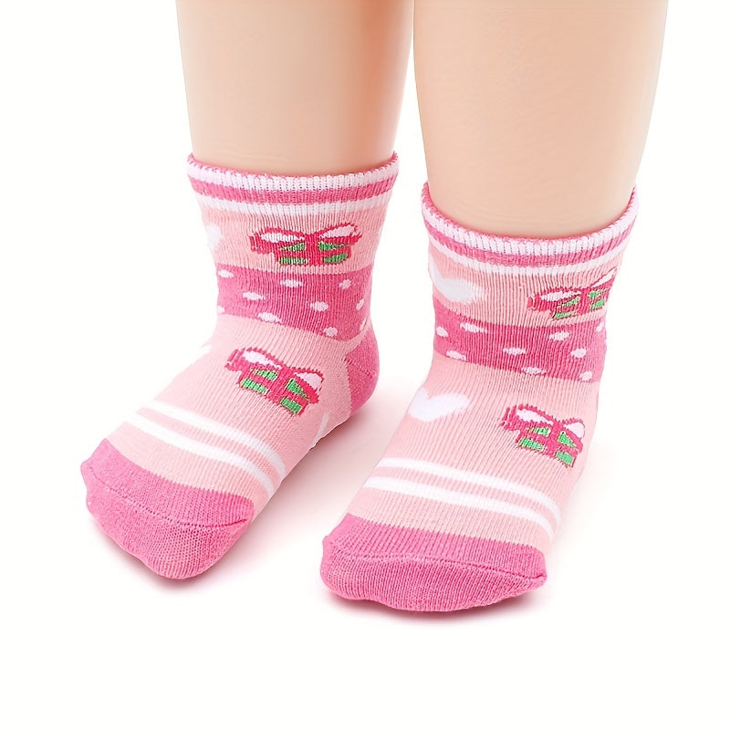 12 Pairs Girls Cartoon Knit Socks Soft Cotton Crew Socks Children's Accessories