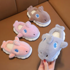 Shark Furry House Shoes For Boys Non Slip Soft Bottom Walking Shoes