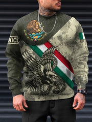 Mexico Eagle Print Men's Graphic Sweatshirt for Autumn Winter