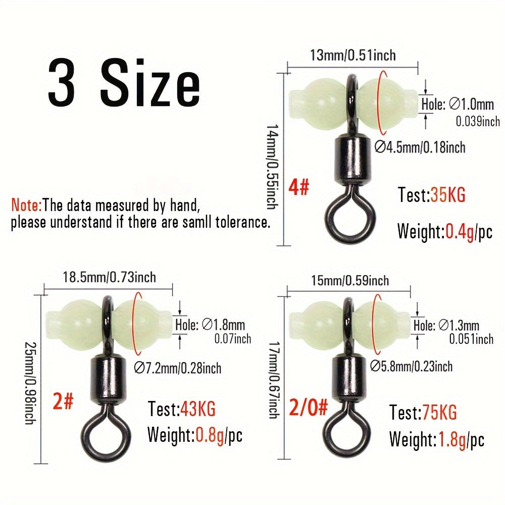 20pcs 4 2 2 0 Luminous Cross line Rolling Swivels Fishing Rigs Connector