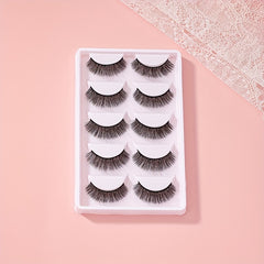 5 Pairs Natural Look 3D False Lashes for Dating Party Cosplay Makeup