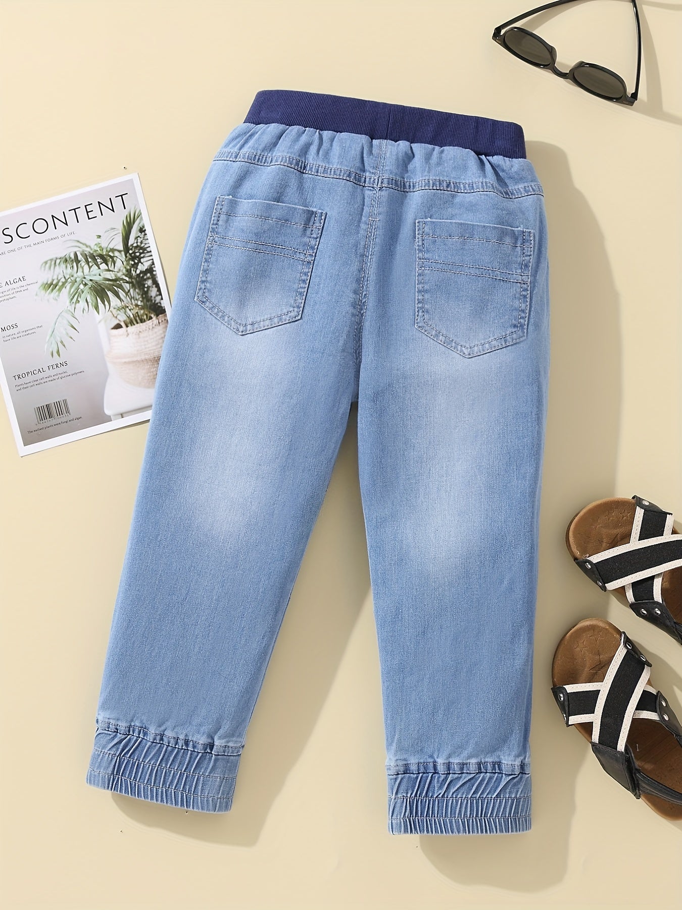 Boys Casual Denim Elastic Waist Jeans for Spring and Autumn