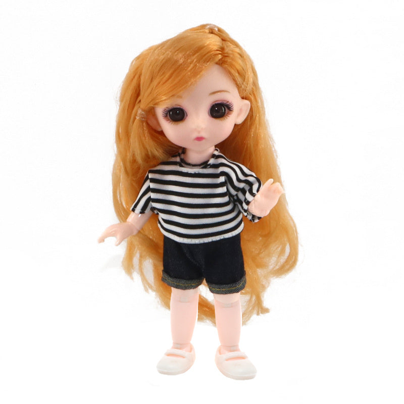 6.3" Doll 13 Joints Body Soft Hair Dolls Full Set Clothes Shoes Makeup