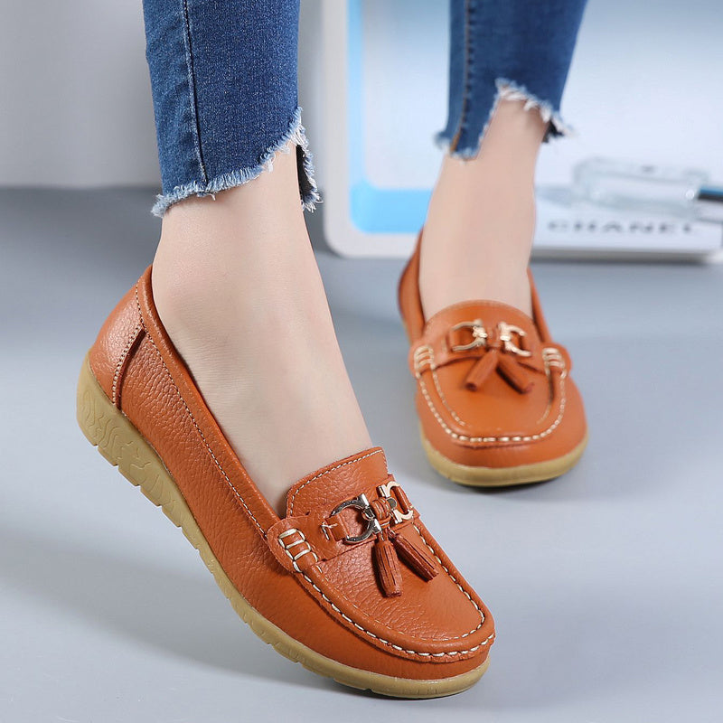 Women's Low Wedge Bow Loafers Slip On Shoes Lightweight Walking Shoes