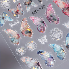 5D Holographic Butterfly Nail Stickers - Manicure Decoration Decals