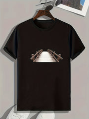 Wooden Bridge Print Men's Graphic T shirt for Summer