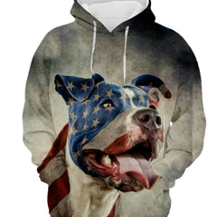 Men's Loose Dog Pattern Hoodie With Pockets Casual Long Sleeve Hooded Sweatshirt