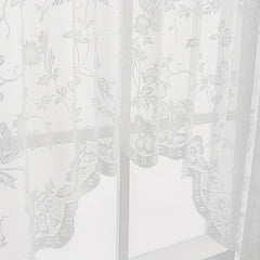 Jacquard Sheer Curtain Floral Pattern Kitchen Valance Short Curtain