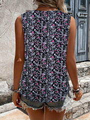 Floral Print Tank Top V Neck Sleeveless Summer Top