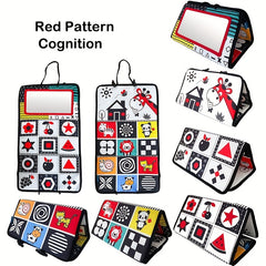 High Contrast Belly Time Mirror Toy & Sensory Crepe Cloth Book for Kids