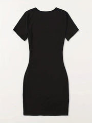 Heart Print Tee Dress Short Sleeve Casual Dress Women's Clothing