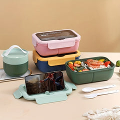 Stackable Bento Boxes with Cutlery Set Leak Proof Lunch Container