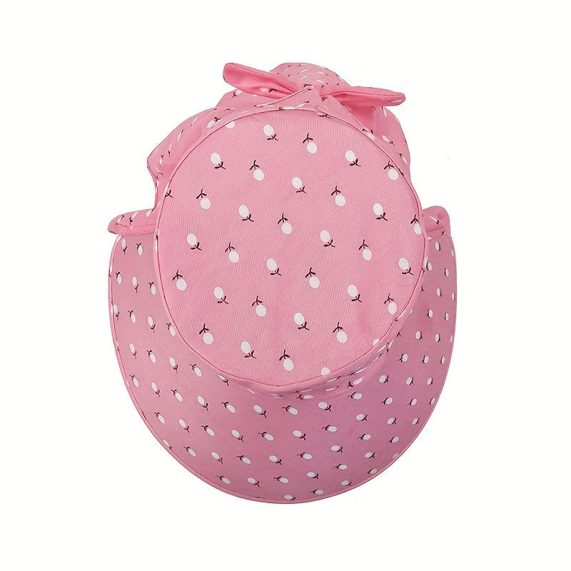 Cotton Sun Hat With Neck Gaiter Pink UV Protection